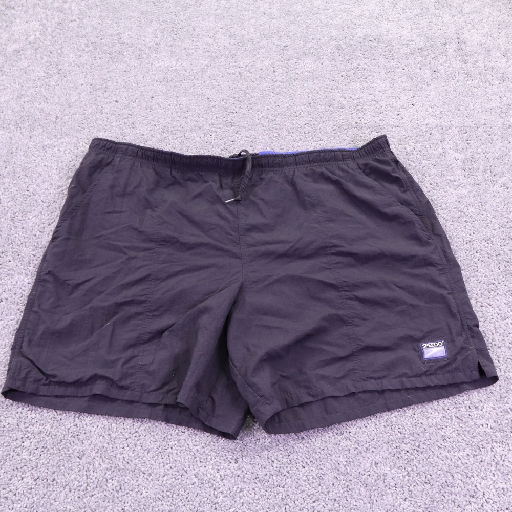 Speedo Swim Trunks Mens Extra Large Black Board Shorts Mesh Lined Nylon